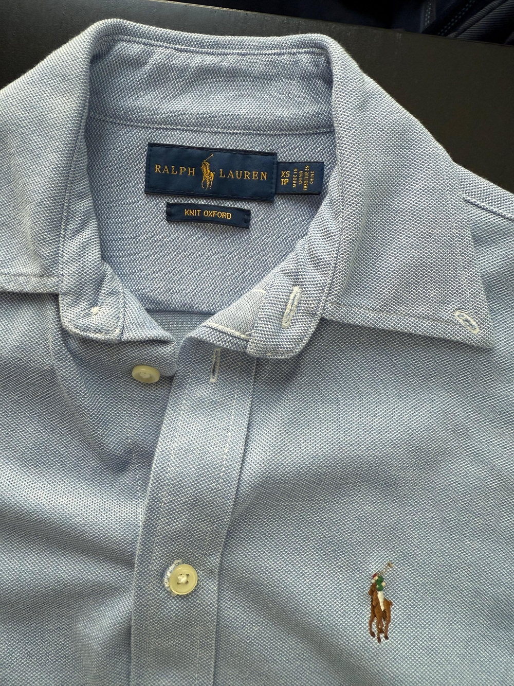 Ralph Lauren Women's Light Blue Knit Oxford Shirt